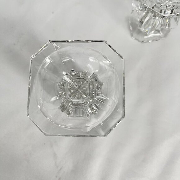 Set of 2 Gorham Crystal 4" Candlestick Holders - Clear Baroque Design Square Bas - Picture 4 of 4